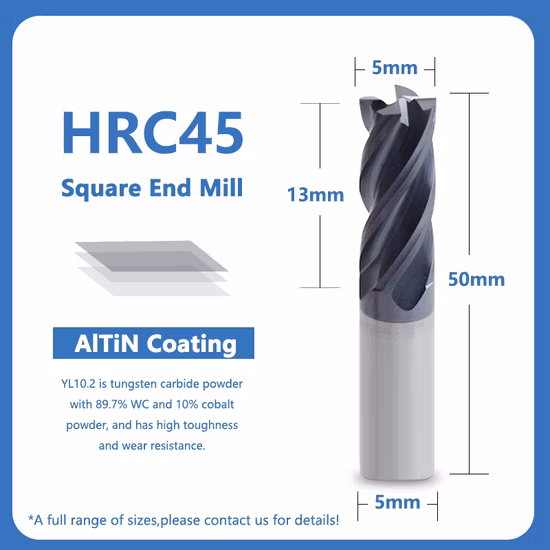 Tungsten Carbide End Mill 45/55/60/65 HRC Square Flat Ball Nose Corner Radius 2/3/4 Flutes Solid Endmill Milling Cutter CNC Machine Cutting Tool Carbide Tool
