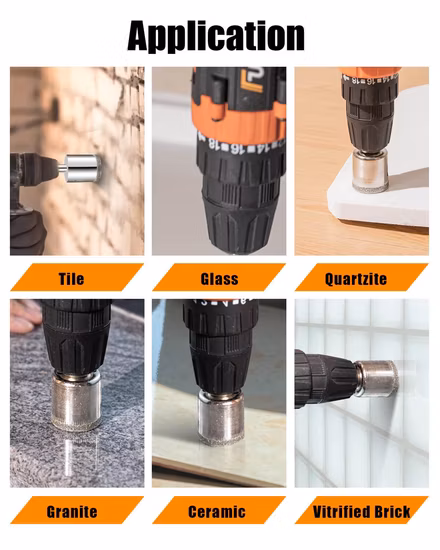 Diamond Drill Bits for Ceramic, Diamond Hole Saw Drill Bit Set Kit, Premium Glass Drill Bit for Bottles, Pots, Marble, Granite Stone, Tile Cutting 0.23 Inch