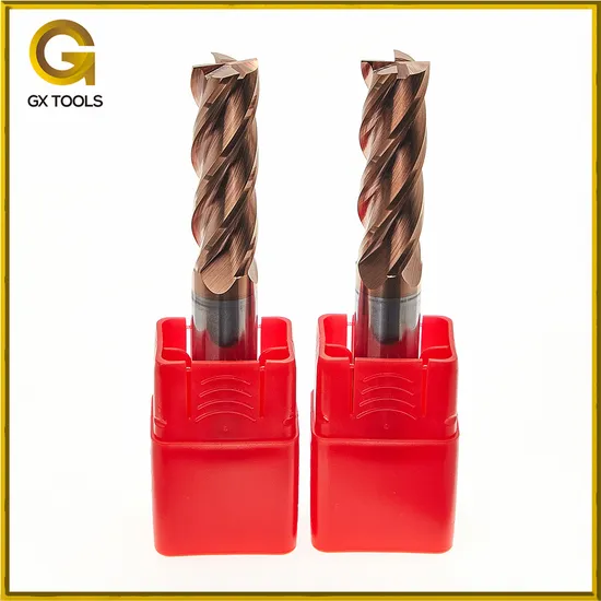 CNC Milling Cutter 4 Flutes End Mill Tungsten Carbide End Mill for Steel Metal Cutting HRC45/55/63/65 Square Flat Ball Nose Corner with Nano Bronze Coating 