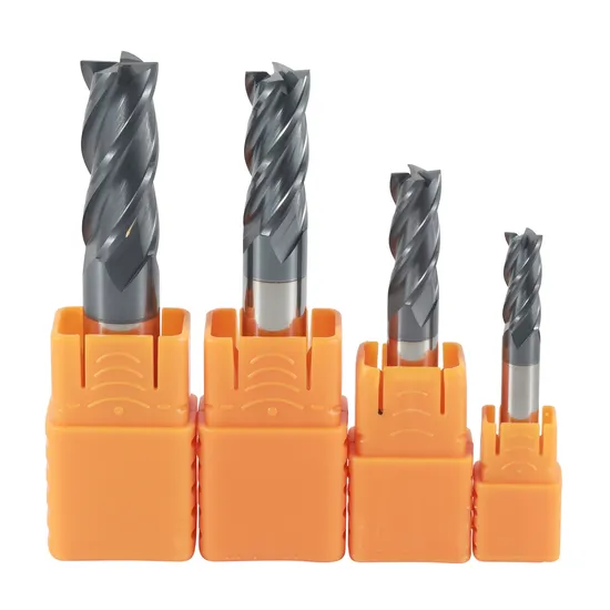 Hiboo HRC55 Tungsten Steel Carbide Black Coating 2/4 Flutes Flat/Square End Mills 